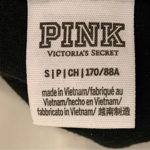 Victoria’s Secret VS Top PINK Logo Black White Tee T-shirt Women’s S Small 4 6 - Picture 3 of 3